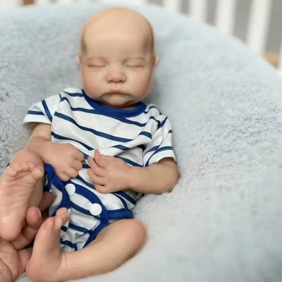 16-Inch Silicone Reborn Baby Boy “Levi” – Open Mouth, Washable, Soft Body with 3D Painted Skin, Lifelike Realistic Newborn Doll