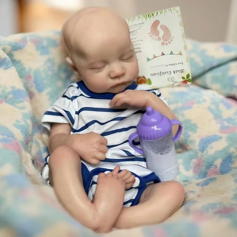 16-Inch Silicone Reborn Baby Boy “Levi” – Open Mouth, Washable, Soft Body with 3D Painted Skin, Lifelike Realistic Newborn Doll