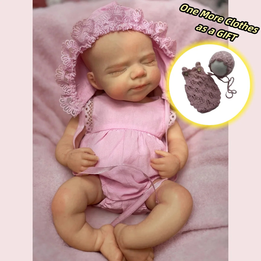 13-Inch Realistic Full Body Silicone Reborn Baby Girl Doll – Soft Newborn Feel, Open Mouth