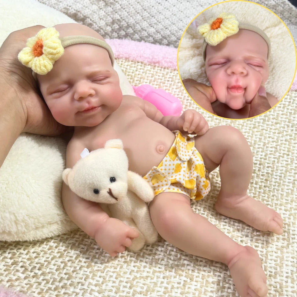 13-Inch Mini Silicone Reborn Baby Girl “Pascale” – Soft Solid Washable Body Doll for Birthday or Christmas Gifts