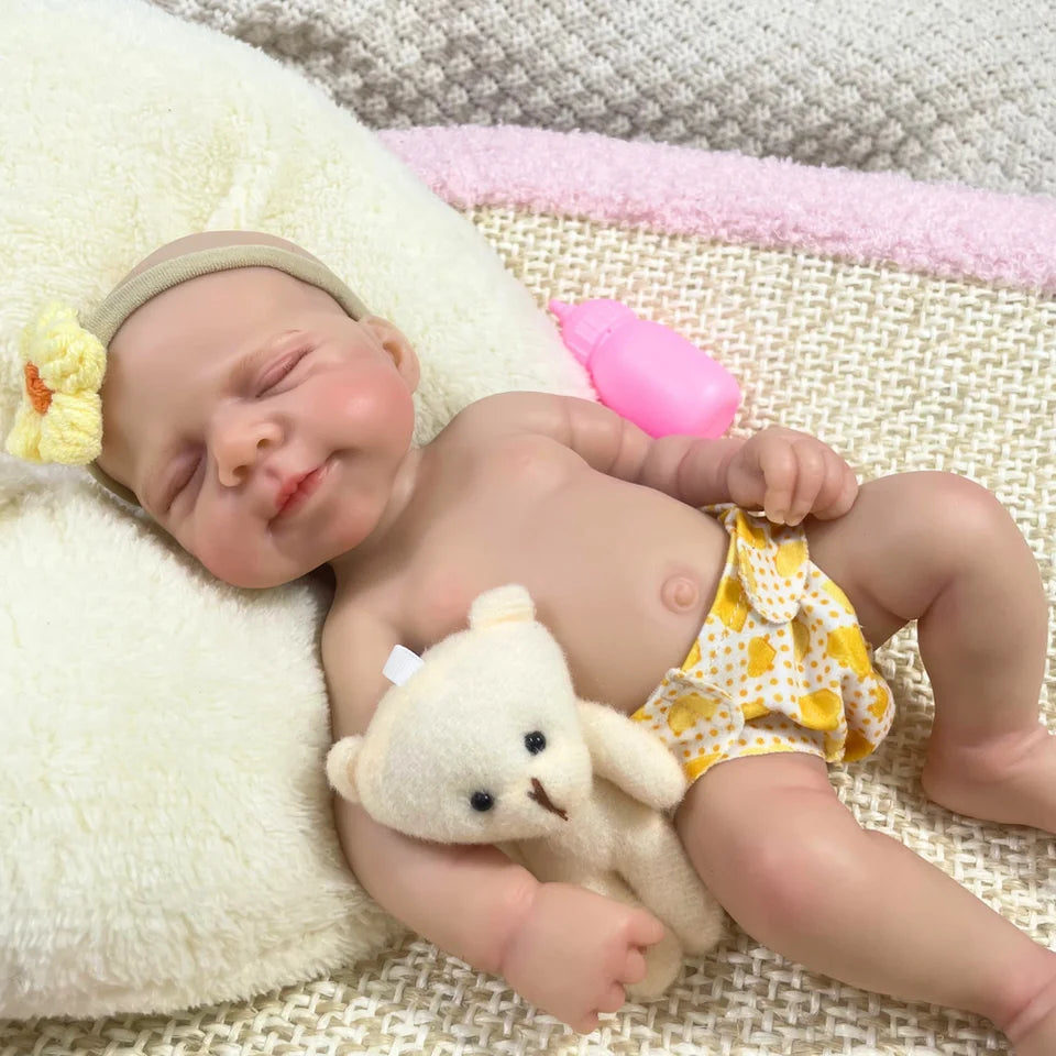13-Inch Mini Silicone Reborn Baby Girl “Pascale” – Soft Solid Washable Body Doll for Birthday or Christmas Gifts