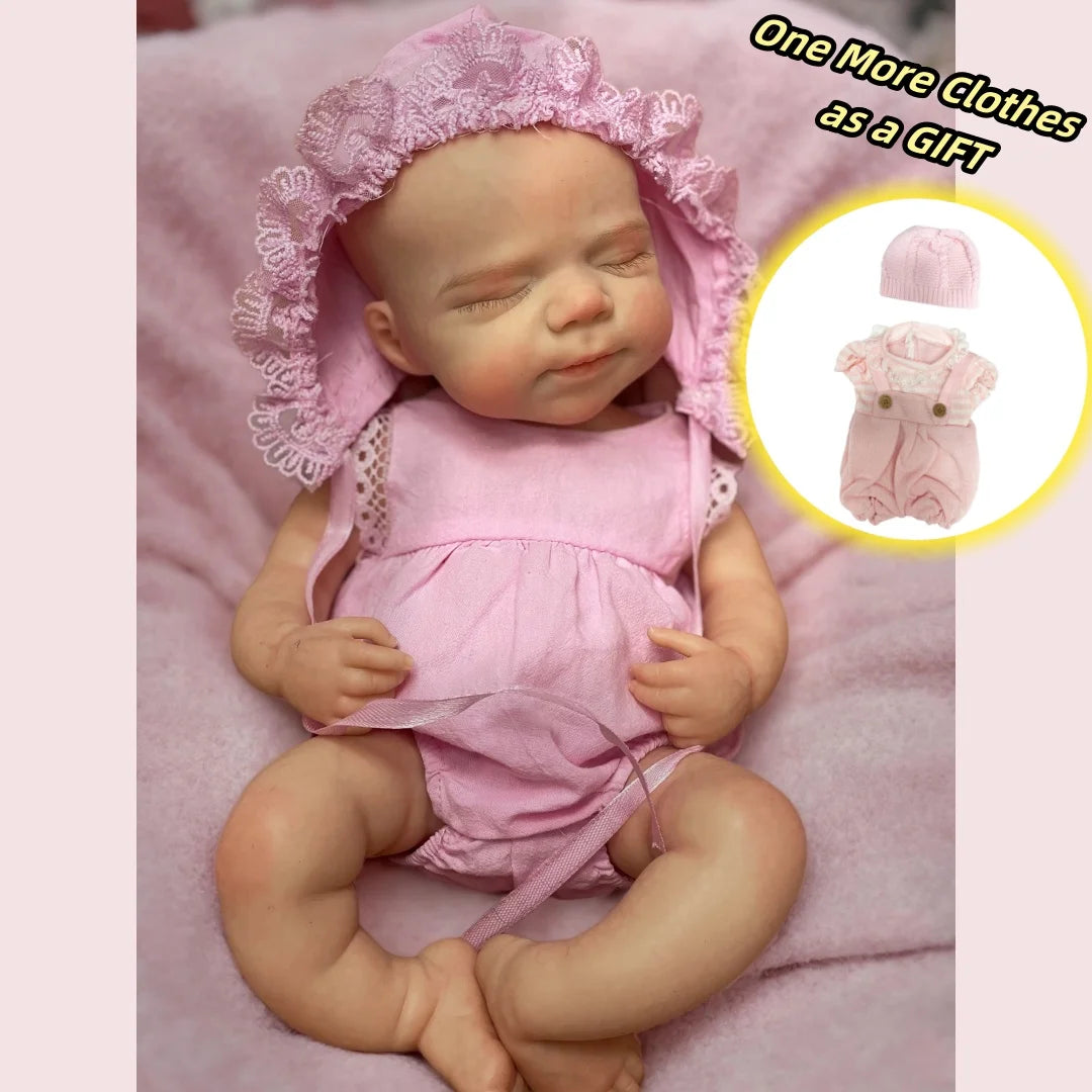 13-Inch Realistic Full Body Silicone Reborn Baby Girl Doll – Soft Newborn Feel, Open Mouth