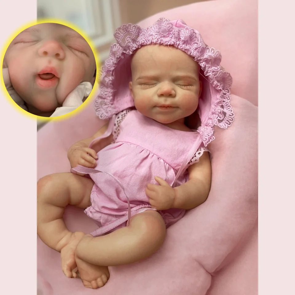 13-Inch Realistic Full Body Silicone Reborn Baby Girl Doll – Soft Newborn Feel, Open Mouth