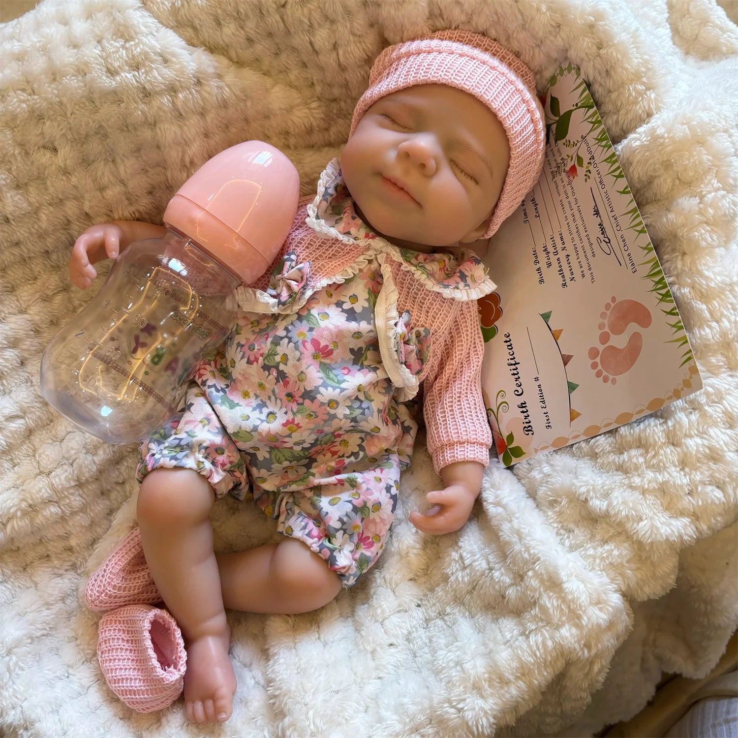 Open-Mouth 33cm Pascale Full-Body Silicone Reborn Girl Doll – Painted Skin, Washable, Soft-Touch Newborn