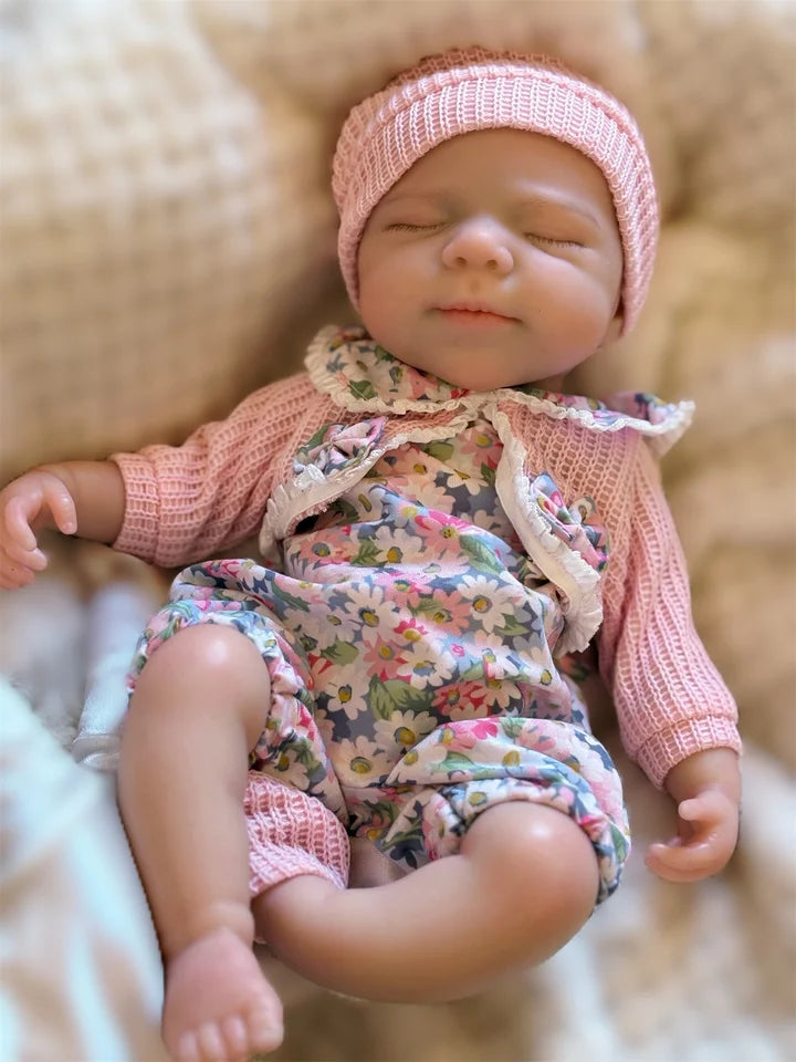 Open-Mouth 33cm Pascale Full-Body Silicone Reborn Girl Doll – Painted Skin, Washable, Soft-Touch Newborn