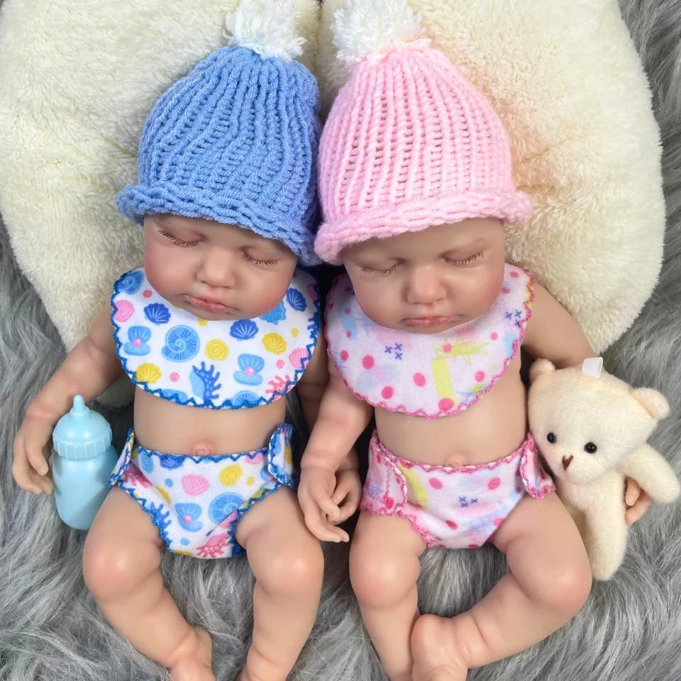 13-Inch Full Silicone Reborn Baby Doll – LouLou Twins Boy or Girl with Original Limbs, Mini Silicone Doll, Perfect Christmas Gift SD Quality