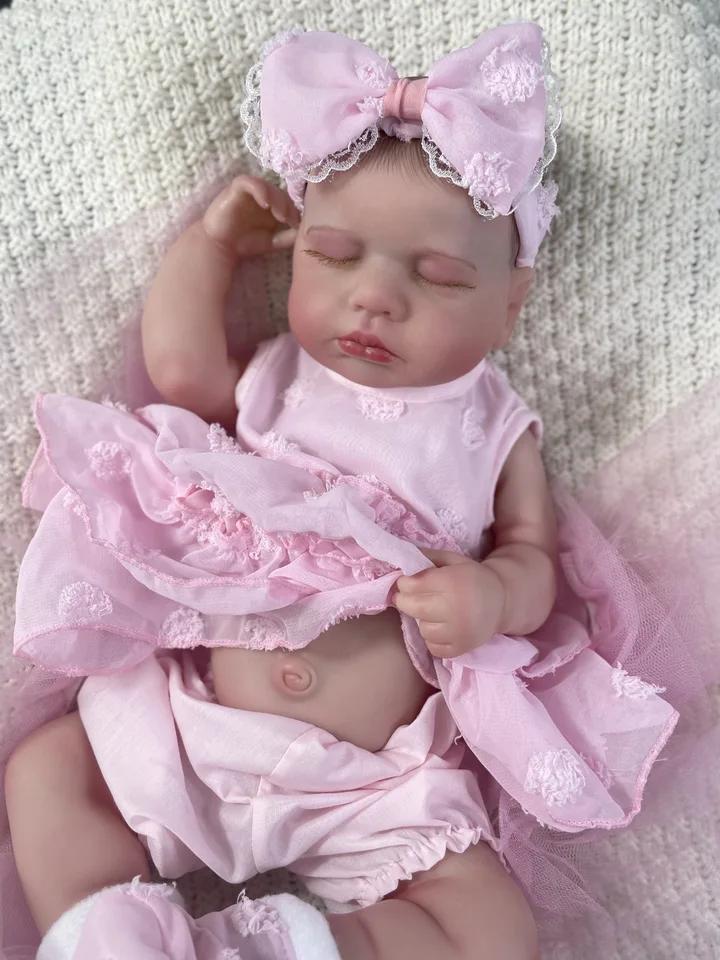 MRB 20" Full Body Silicone Vinyl Reborn Baby Doll – Washable LouLou Girl Realistic Newborn Toy for Birthday & Christmas Gifts