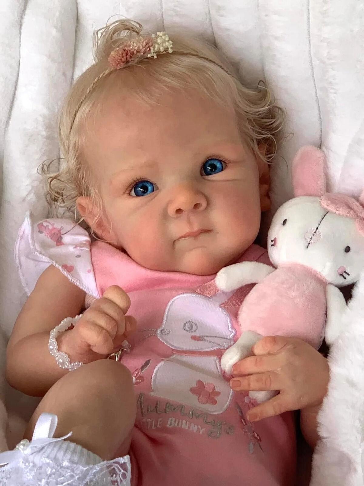 45cm Reborn Baby Bettie Full Body Doll, 3D Painted Skin, Hand-Rooted Hair