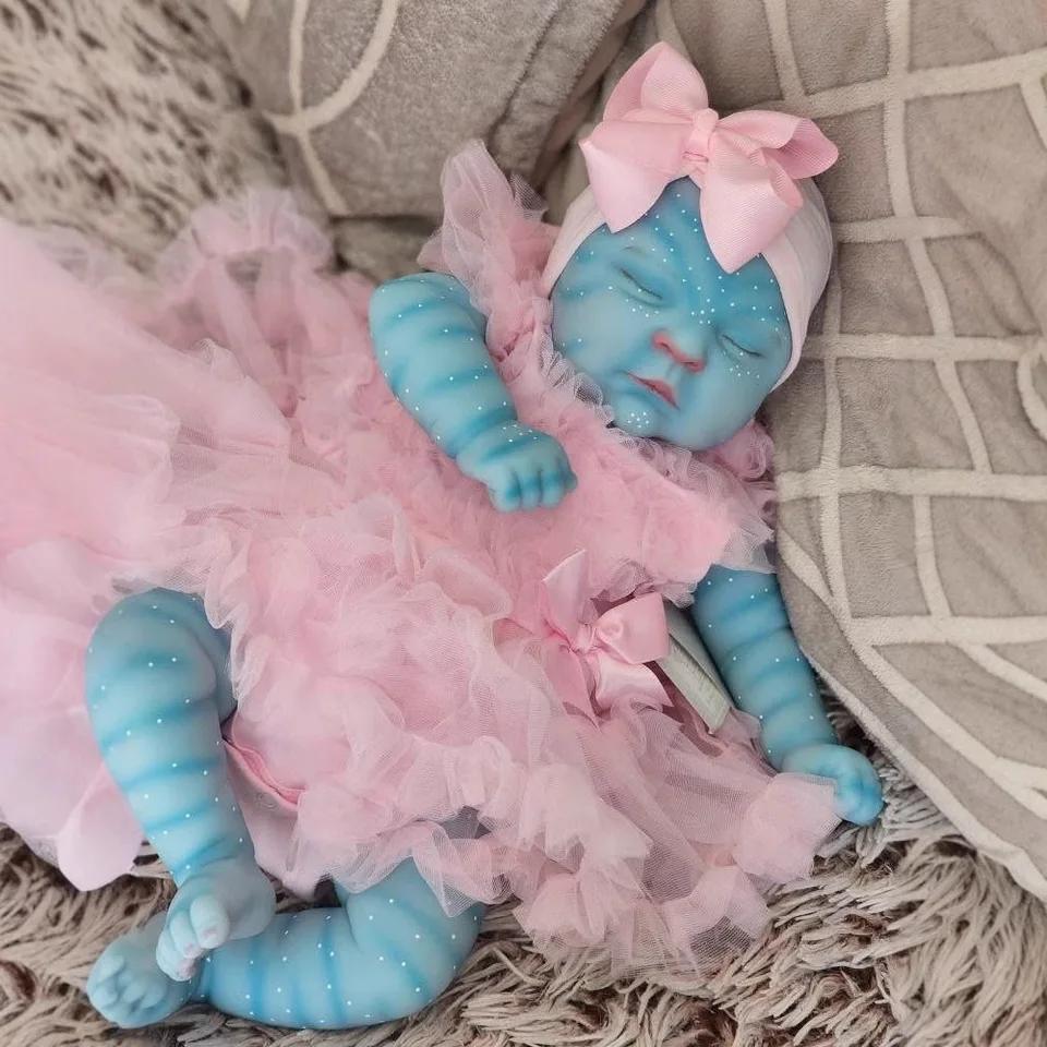 19-Inch Peaches Avatar Full Body Vinyl Reborn Baby Doll – Handmade with Realistic 3D Skin, Waterproof & Bathable Collectible Toy SD Quality