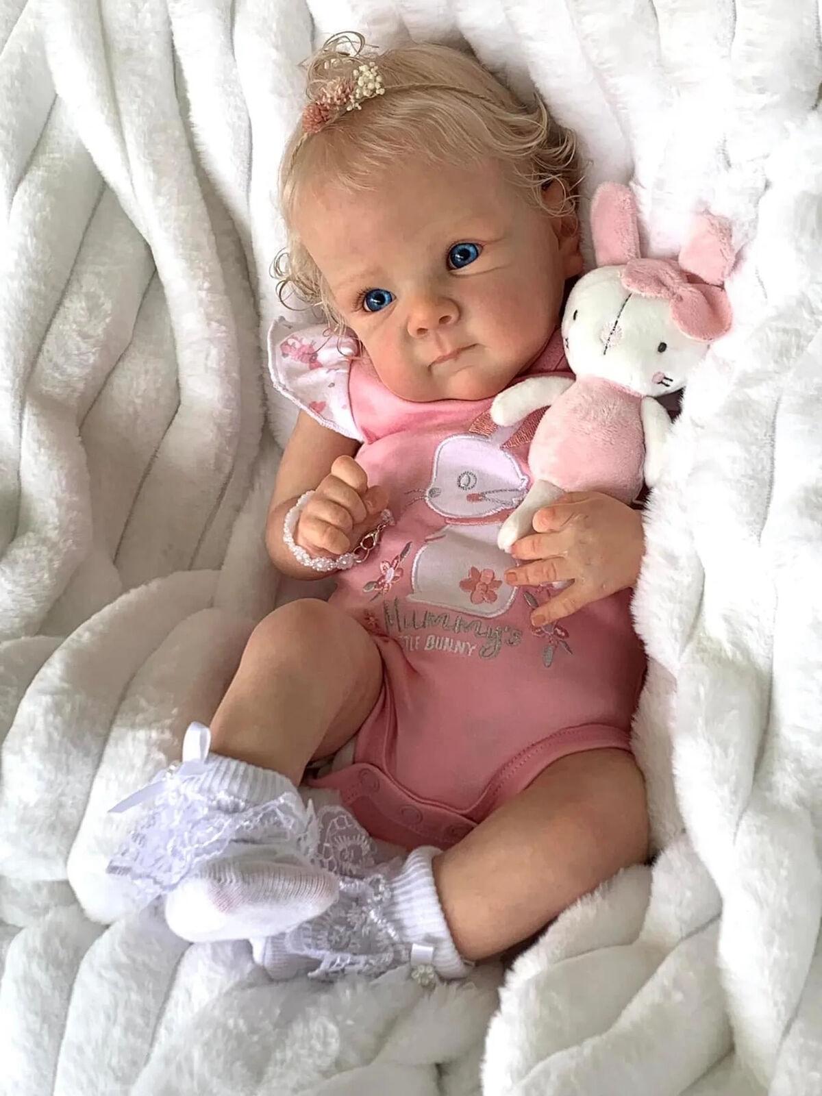 45cm Reborn Baby Bettie Full Body Doll, 3D Painted Skin, Hand-Rooted Hair