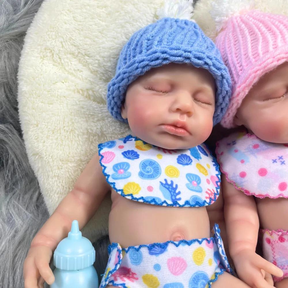 13-Inch Full Silicone Reborn Baby Doll – LouLou Twins Boy or Girl with Original Limbs, Mini Silicone Doll, Perfect Christmas Gift SD Quality