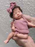 26CM Waterproof Solid Silicone Reborn Baby Girl – Handmade with Rooted Hair, Soft Touch, Lifelike Newborn Doll