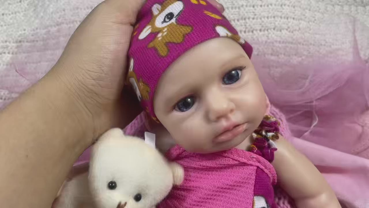13-Inch Mini Silicone Reborn Baby Girl “LouLou” – Awake, Open Mouth, Lifelike Solid Silicone Doll, Perfect Birthday & Christmas Gift